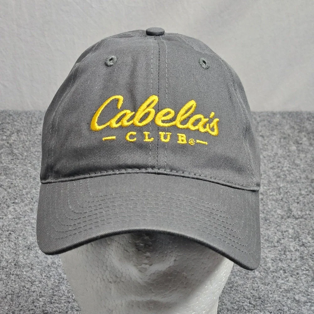 Cabelas Hat Men Gray Club Embroidered Adjustable‎ Strap Outdoors Hunting Fishing